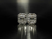 Mai 0.50-Carat Baguette Diamond Stud Earrings Set in Illusion Setting  in 18K White Gold