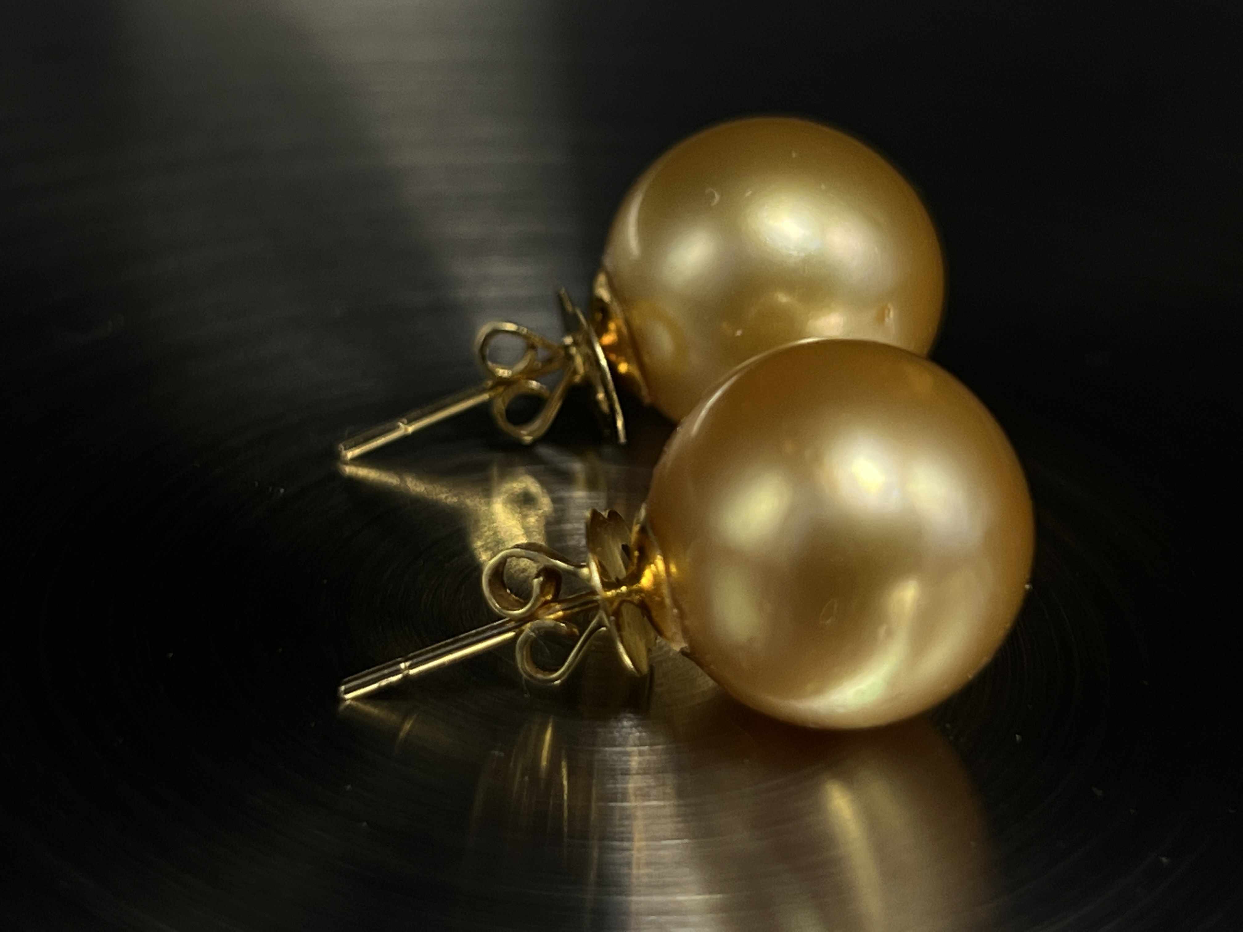 Angélique 14K Yellow Gold South Sea Pearl Stud Earrings