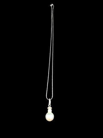 Adalene 14k White Gold Princess Necklace and South Sea Pearl Pendant Set