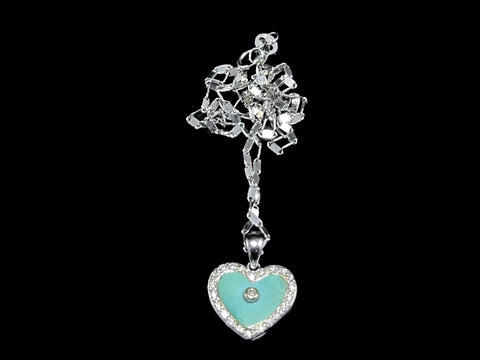 Henritette 18k White Gold Heart Pendant and 14K White Gold Necklace Set