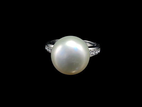 Adeline 18K White Gold South Sea Pearl Round Ring