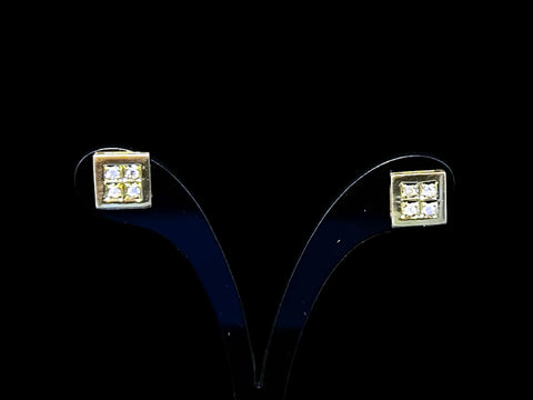 Reine 14k Gold Cube Design Stud Earrings