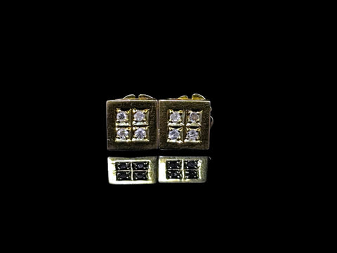 Reine 14k Gold Cube Design Stud Earrings