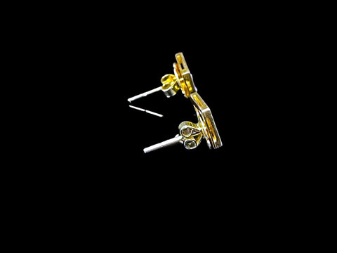 Reine 14k Gold Cube Design Stud Earrings