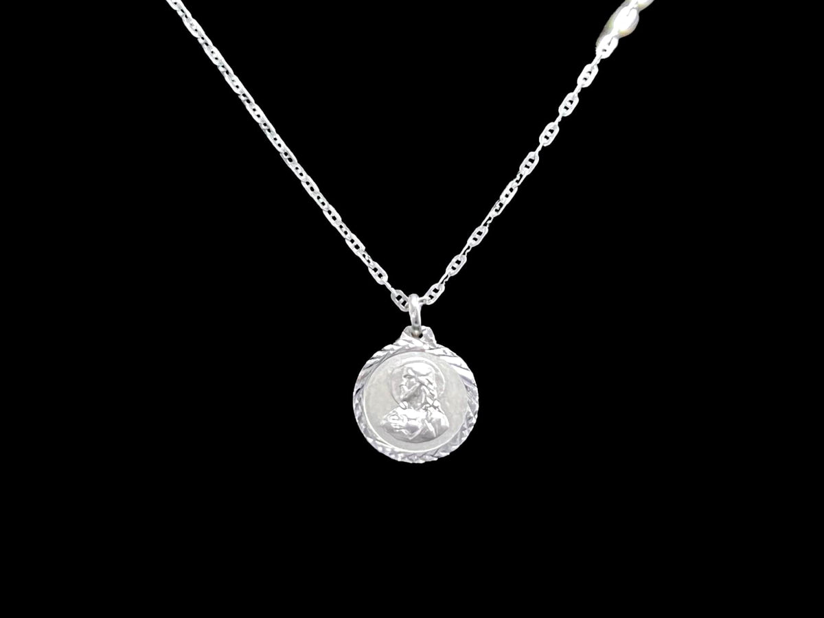 Christine 14k White Gold Princess Necklace and 18k White Gold Pendant Set