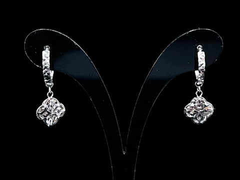 Sydney 18K White Gold Drop Clover Earrings